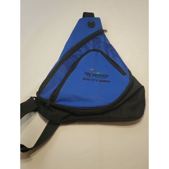 Port Authority Honeycomb Sling Crossbody Bag Blue Embroidered - Picture 1 of 9